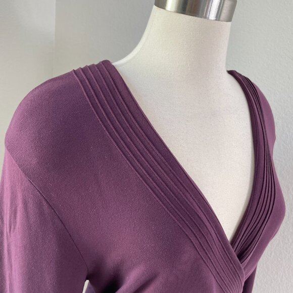 Eddie Bauer Womens XL Purple V Neck Long Sleeve Shirt Stretch Top - Picture 2 of 9